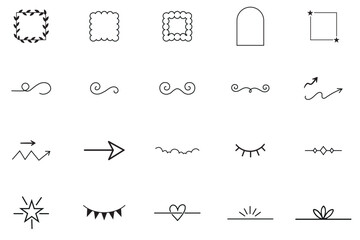 Minimal Decorative Line Art Elements – Hand Drawn Borders, Arrows, Dividers & Frames Set