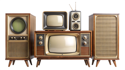 retro set isolated on white background, png, ai generated