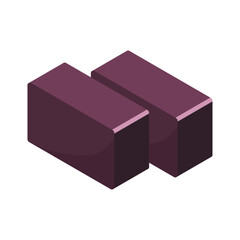 Two cut pieces of yokan - traditional Japanese red bean jelly - flat isometric illustration