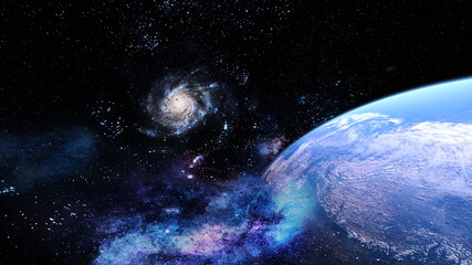 地球と宇宙空間　3DCGレンダリング © tsuneomp