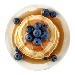Stack of Pancakes Topped with Blueberries and Syrup