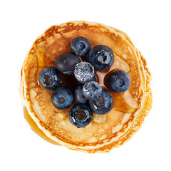 Stack of Pancakes Topped with Fresh Blueberries