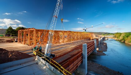 singleton bypass under construction first girders placed and crane working on bridge building