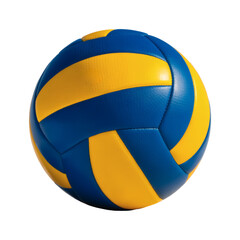 Fototapeta premium A blue and yellow volleyball isolated on a transparent background, ready for sports action