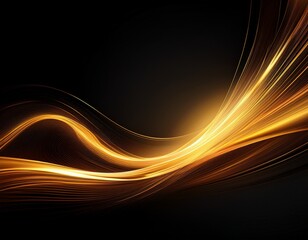 Fototapeta premium abstract glowing golden light trail on dark background dynamic swoosh effect energy stream with smooth curves and soft gradients
