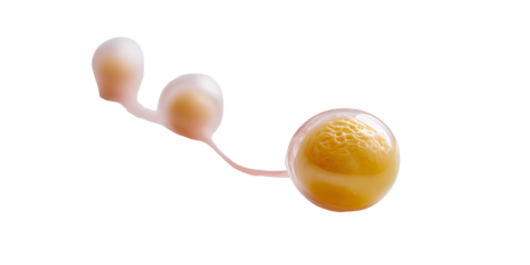 Abstract 3D rendering of human egg cell or ovum with follicles on black background Concept of female reproductive system, fertilization, and scientific illustration