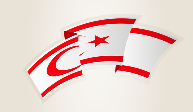 Northern Cyprus Flag in Abstract Ribbon Shape, National Symbol of the Northern Cyprus.