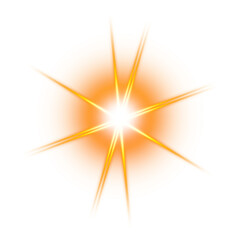 Radiant orange starburst light effect on transparent background

