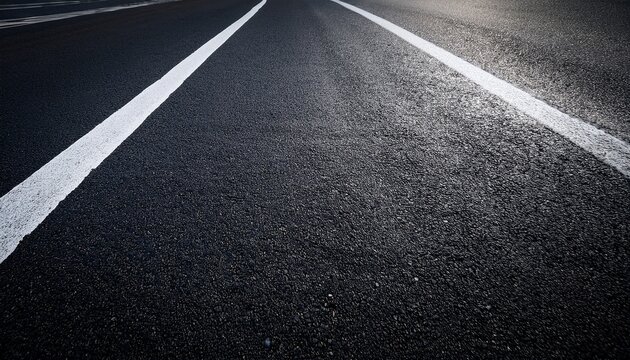 asphalt road texture background black tarmac surface with white marking stripes transport urban background and dark street texture detail