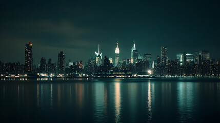 Naklejka premium A skyline view of New York City, showcasing the cityscape of Manhattan in the USA.