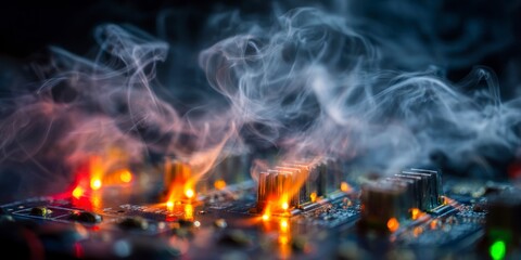 Circuit board fire and smoke