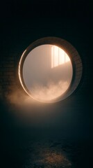 Obraz premium Circular window warm light interior