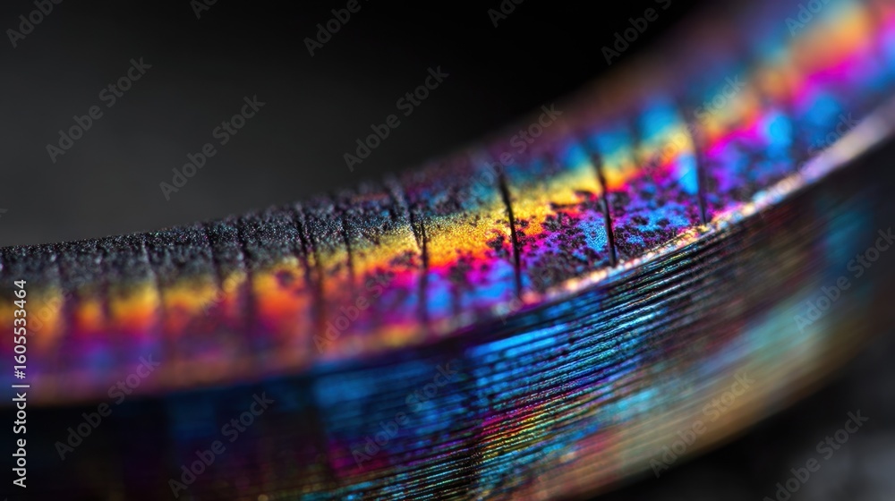 Aufkleber macro view of a nickel manganese gallium - nimnga - spring reveals its colorful surface texture, ref