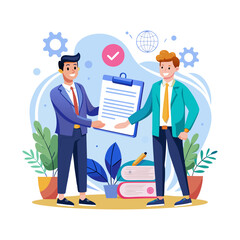 Business people holding a contract