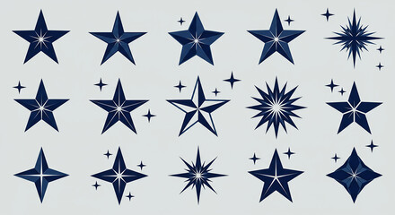 Elegant Collection of Sparkling Blue Star Icons