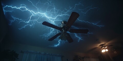 Obraz premium Dramatic lightning storm ceiling fan