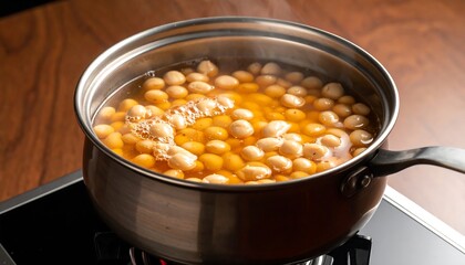 Boiling chickpeas in pot