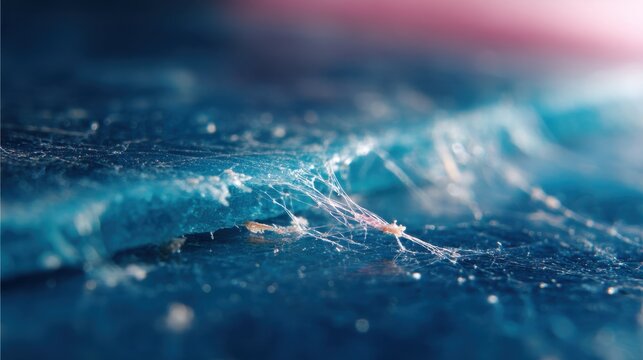 Microscopic view of a treated plastic piece revealing intricate details as it changes from solid to malleable, preparing for depolymerisation