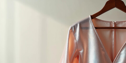 Close-Up of Elegant Iridescent Dress on Hanger — Modern Fashion Banner