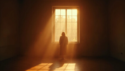 Warm Melancholy in Golden Hour Light — Minimalist Emotional Interior Scene