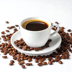 Obraz premium Freshly brewed coffee in a white cup (1)