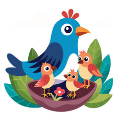Fototapeta premium Bird feeding babies