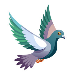 Obraz premium Flying pigeon, vector flat illustration 