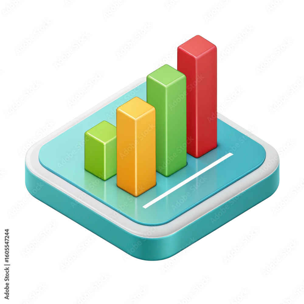 Aufkleber isometric 3d bar chart with growing bars isolated on transparent background isolated on white backgr