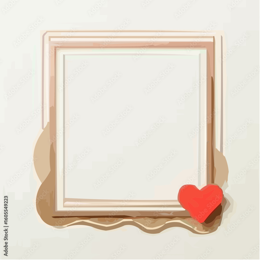 Poster icon of a photo frame with a red heart design element