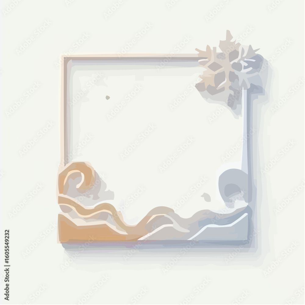 Poster Abstract snowflake design with wave motifs in minimalist style  