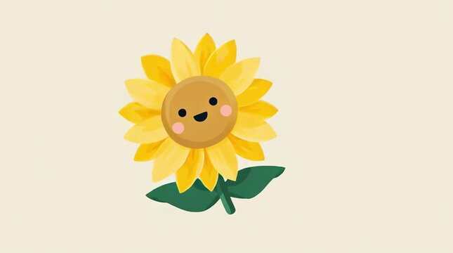 sunflower clipart smiling flower with round petals and funny eyes