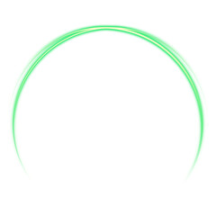 Glowing green semicircle arc on transparent background
