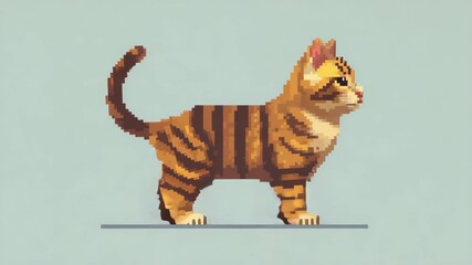 Cute digital cat  with a pixelated style, perfect for retro gaming enthusiasts and modern digital art collectors.