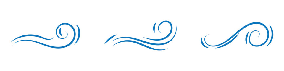 Wind blow line icon fresh vector cloud air isolated speed symbol. Wind blow air line icon logo.