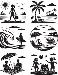 Surfing Vector Set | Ocean Wave and Surf Clipart