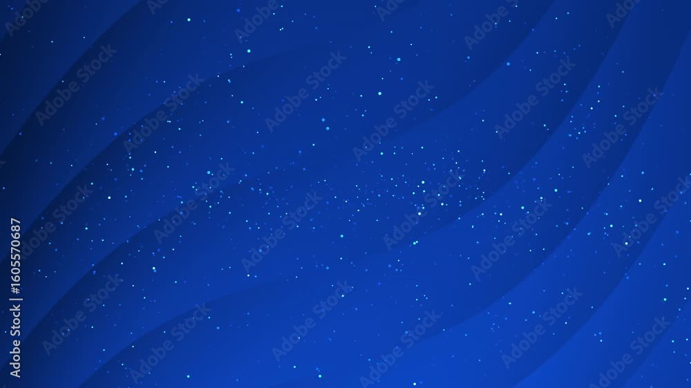 Poster abstract design with wavy lines and glittering particles.
