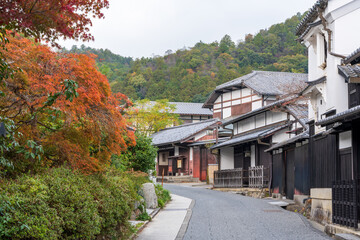 The historic streetscape of Saga-Toriimoto, a preserved district on the Atago Kaido road, with...