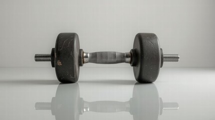 Close-up of old dumbbells in white background