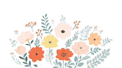 Hand-drawn bohemian floral illustrations featuring wildflowers, leaves, and stems in elegant line-art style. 