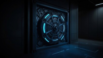 High-tech vault door with advanced security