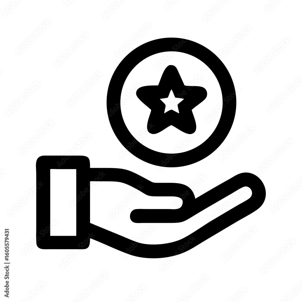 Poster hand holding star reward loyalty program icon vector graphic design illustration for web and app des