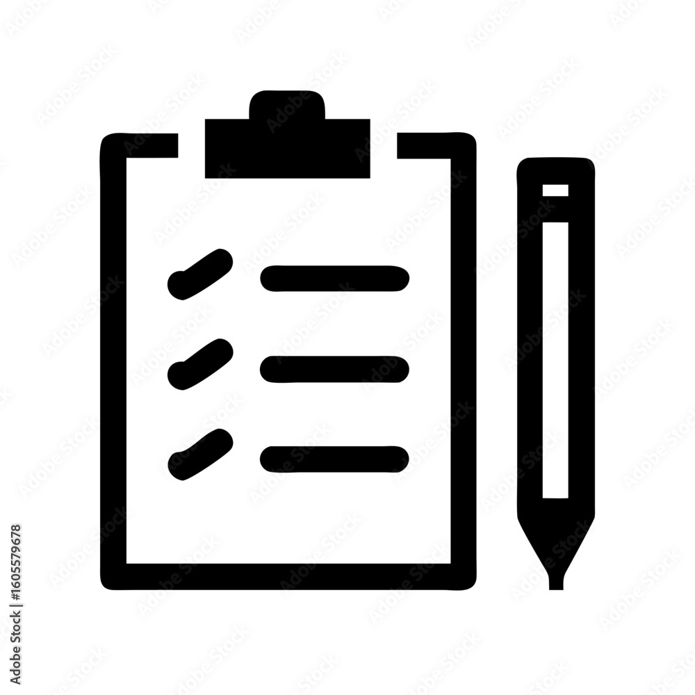 Poster checklist clipboard task list with pen icon vector illustration for project management and planning 