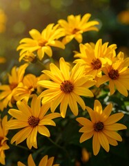 Fototapeta premium Bright yellow flowers close up