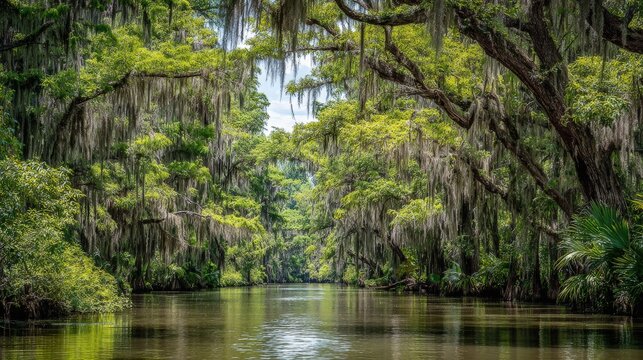 Morning view of the swamp in the morning