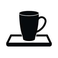 Mug On Tea Tray Icon Vector Illustration