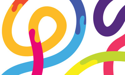 Abstract Wavy Rainbow Lines. Vector Celebration Squiggle Ribbons. Swirl Neon Colored Lines. Background with Gradient Curve Shapes