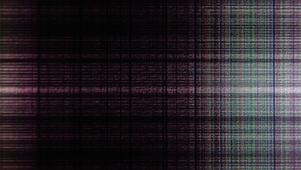 Abstract image showing a damaged screen with horizontal lines and pixelated color artifacts