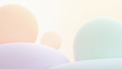 Fototapeta premium Pastel colored spheres and rounded surfaces create a soft and dreamy abstract background scene