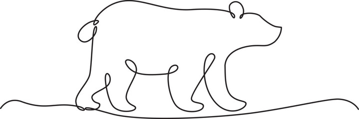 Cute Bear one continuous line drawing,isolated on white background.