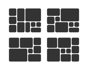 Set of Modern Bento Style Photo Collage. Editable 4:3 Grid